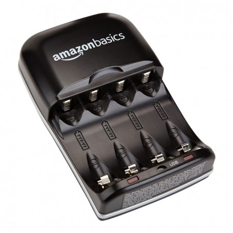 Chargeur de piles Ni-MH AA et AAA avec port USB AmazonBasics