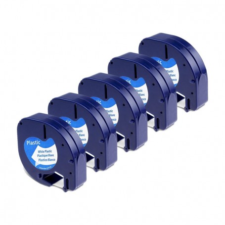 Rubans pour étiquettes en plastique, lettres noires sur blanc, compatible avec Dymo LetraTag